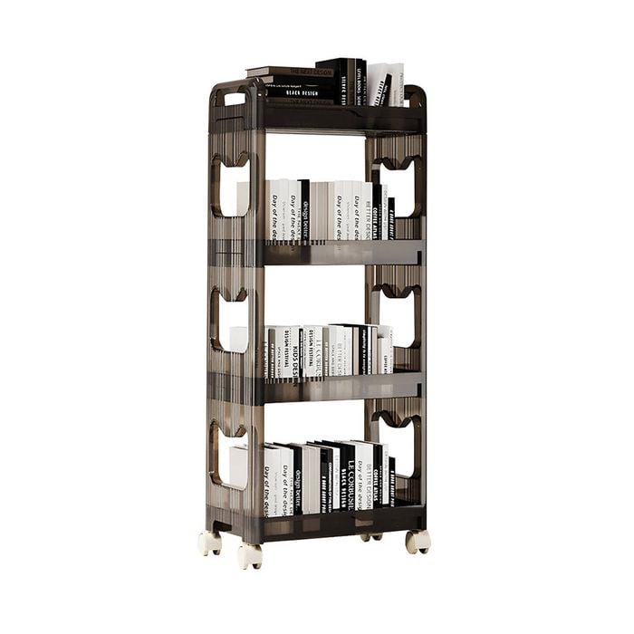 SOGA 38x24cm Black 3-Tier Bookshelf  Storage Organizer Trolley Rack