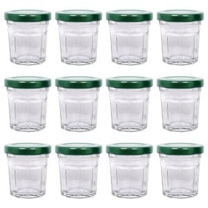 Argon Tableware Glass Jam Jars with Green Lids - 30ml - Pack of 12