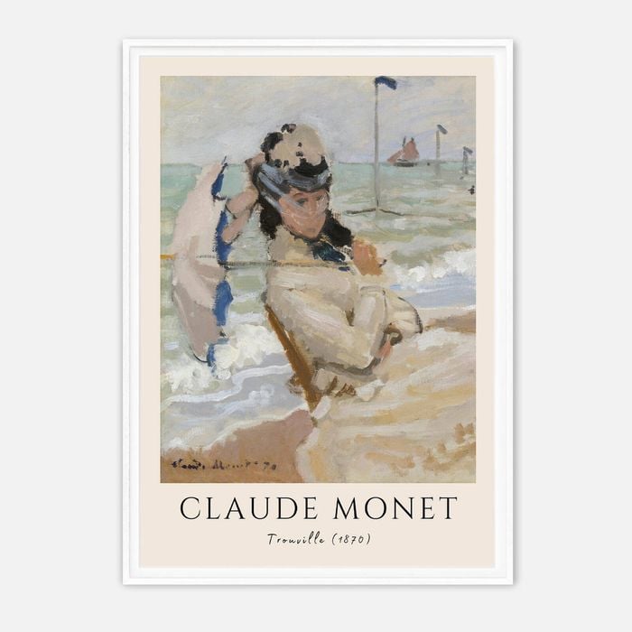 Galrie Claude Monet's Trouville Art Print Classic Impressionist Beach Scene Home Decor, White Frame, A4 21 x 30cm (8 x 12inch)