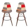 SK Designer Living | Pack of 2 | Replica Eames DSW Stool | Fabric & Walnut - Multicoloured V2