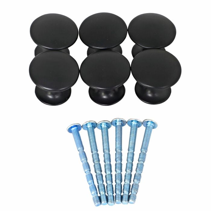 Ikonic Matt Black Cupboard Knob Set - 6 Piece