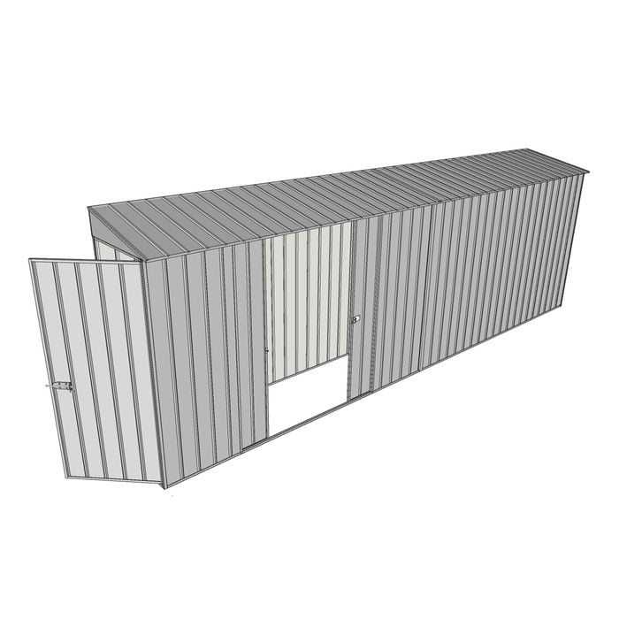 Build-a-Shed 0.8 x 6 x 2m Hinged Door Tunnel Shed with Double Sliding Side Doors - Zinc