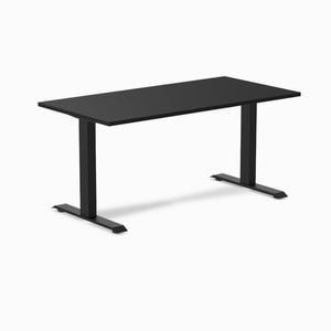 Desky Fixed Height Black Melamine Desk 150x75cm Matte Black Leg