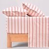 Dreamaker Bask Washed Cotton Yarn Dyed Stripe Sheet Set Coral Double