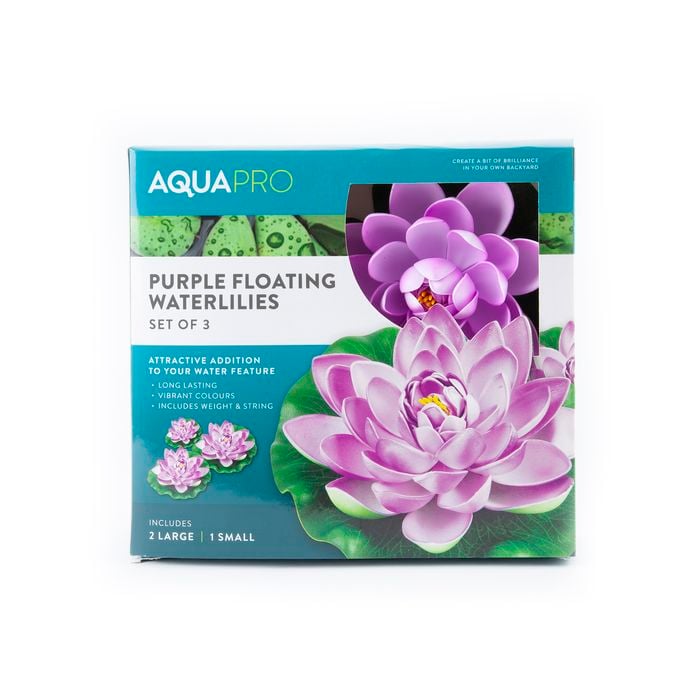 AQUAPRO Purple Pond Accessory Floating Water Lilies - 3 Pack