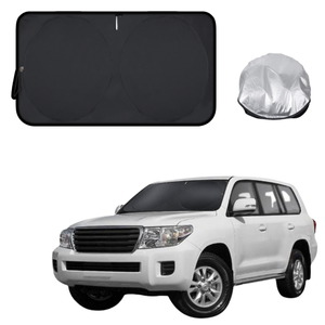 Front Windscreen Sun Shade for Toyota LandCruiser 200 2012 - 2021 (GX GXL) - XL 160 x 100 cm - Black