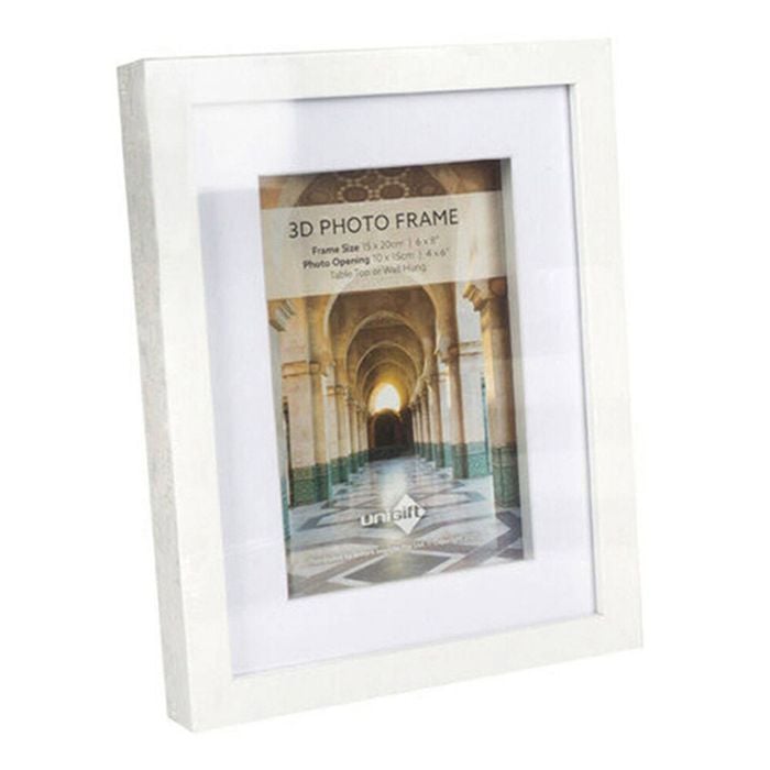 Unigift 3D Wooden/Glass Hanging Picture Photo Frame 15x20/10x15cm White