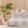 King Single Quilt Cover Set with European Pillowcase - Beige Check