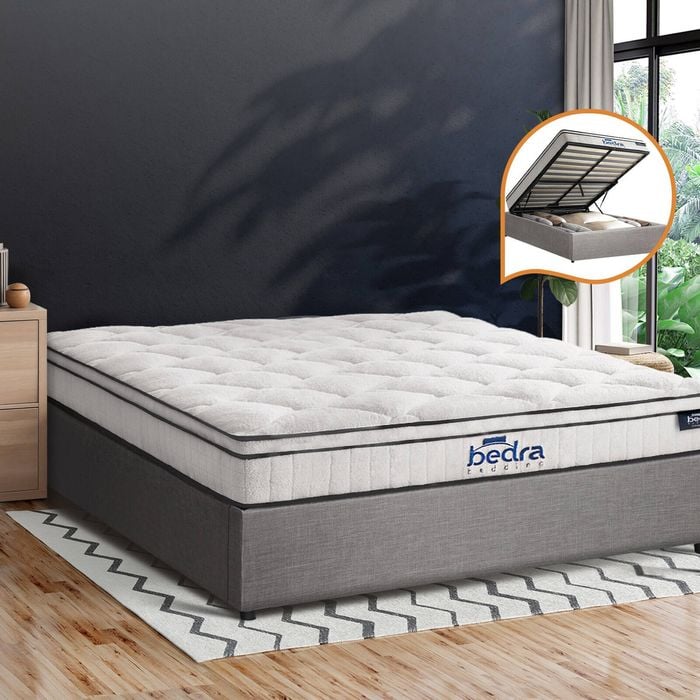 Oikiture Bed Frame Double Size Gas Lift with Mattress TOTI