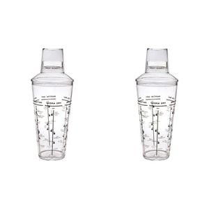 2PK Bartender Acrylic Cobbler Design Cocktail Drink Shaker 750ml Clear
