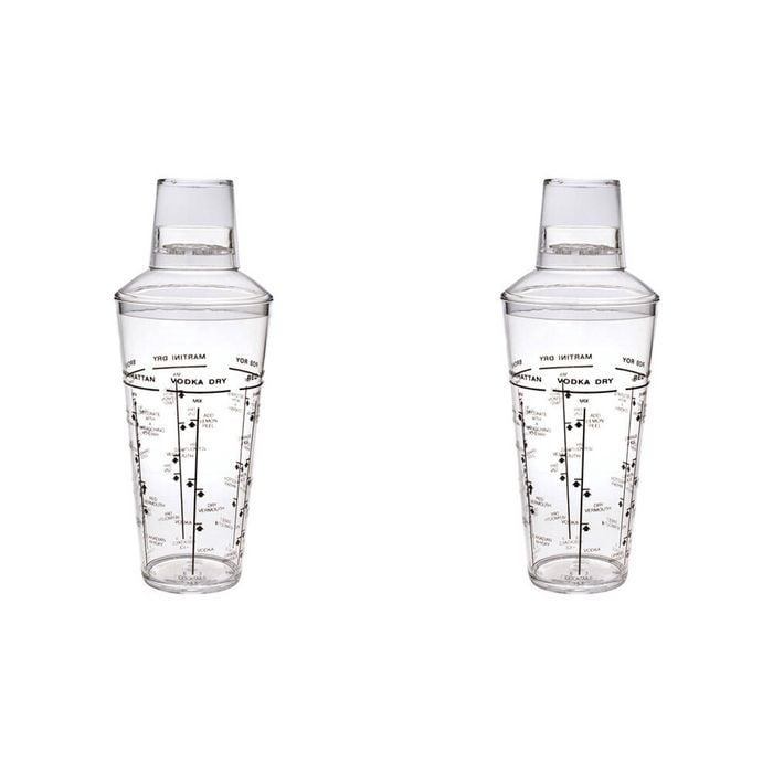 2PK Bartender Acrylic Cobbler Design Cocktail Drink Shaker 750ml Clear