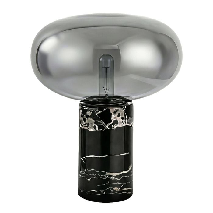 Nordhavn 240v Marble Table Lamp,black Grey Smoked Glass Bedside Lamp Desk Light