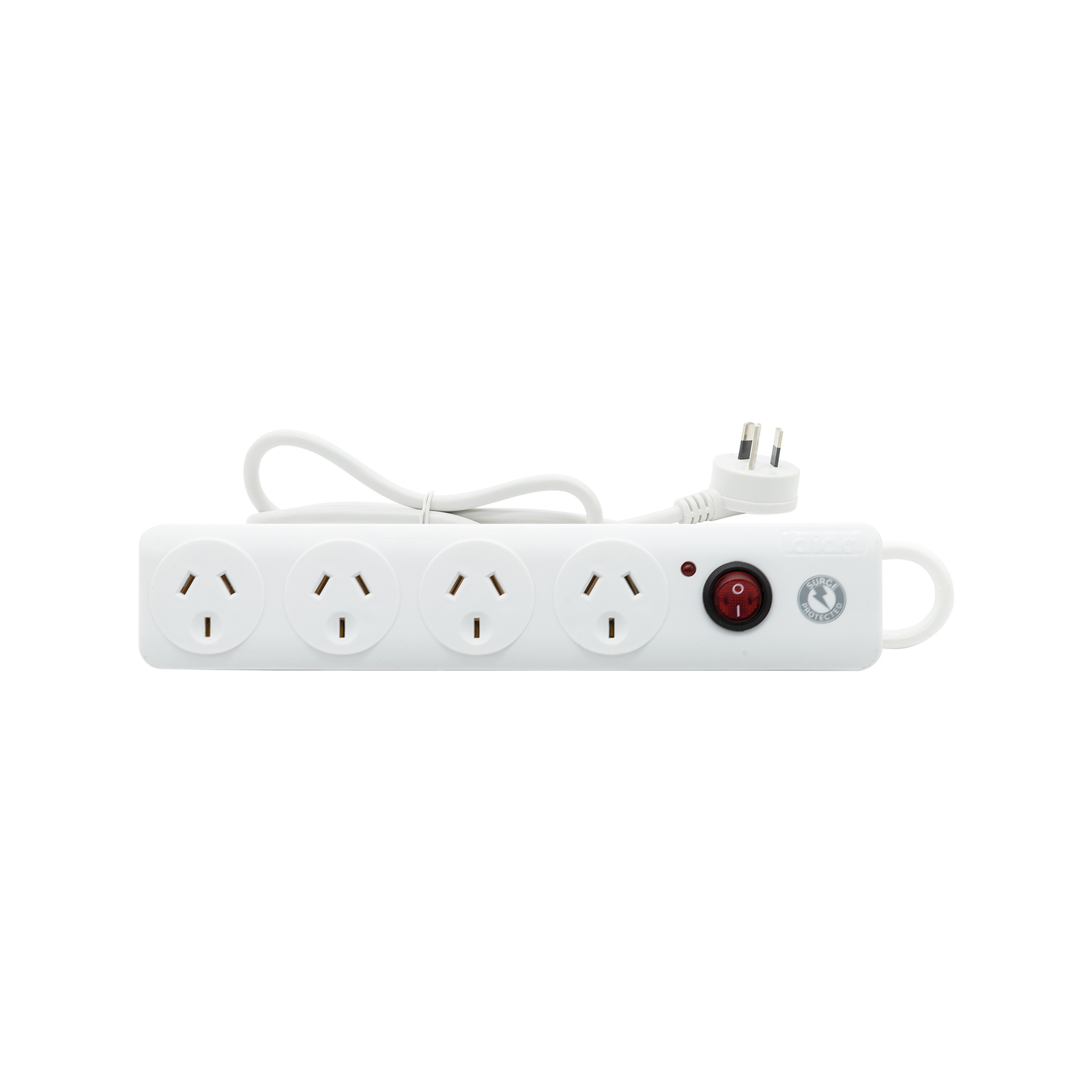Click White 4 Outlet Surge Protected Powerboard with Master Switch product image