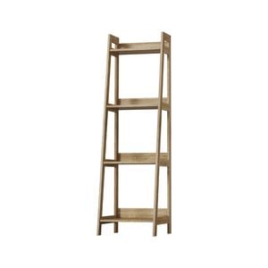 Oikiture Bookshelf 4 Tier Corner Ladder Shelf Home Storage Display Rack Natural