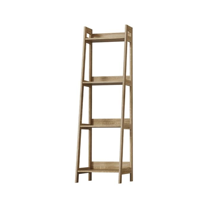 Oikiture Bookshelf 4 Tier Corner Ladder Shelf Home Storage Display Rack Natural