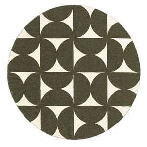 Loopsie-120cm X 120cm-jardime Green And Ivory Geometric Washable Round Rug