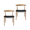 Sd House Set Of 2 - Hans Wegner Replica Ch20 Elbow Dining Chair - Natural Frame - Black