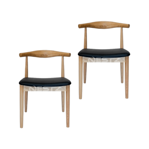 Sd House Set Of 2 - Hans Wegner Replica Ch20 Elbow Dining Chair - Natural Frame - Black