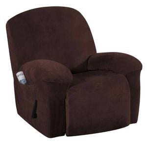 Smarcute Velvet Recliner Chair Cover 1 Piece Stretch Plush Sofa Slipcover Brown