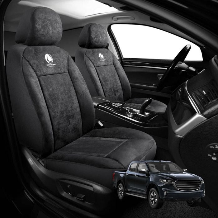 Australian Goose Edition Front Seat Covers for Mazda BT-50 Dual Cab 2020 - Current (TF) - Suede, Universal Fit - Black