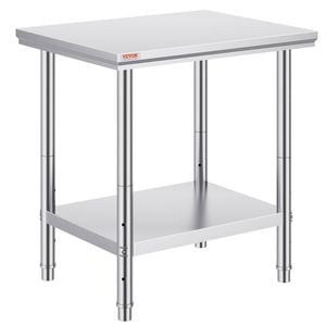 Vevor 60x76x80cm Commercial Worktable Silver Stainless Steel for Food Preparation