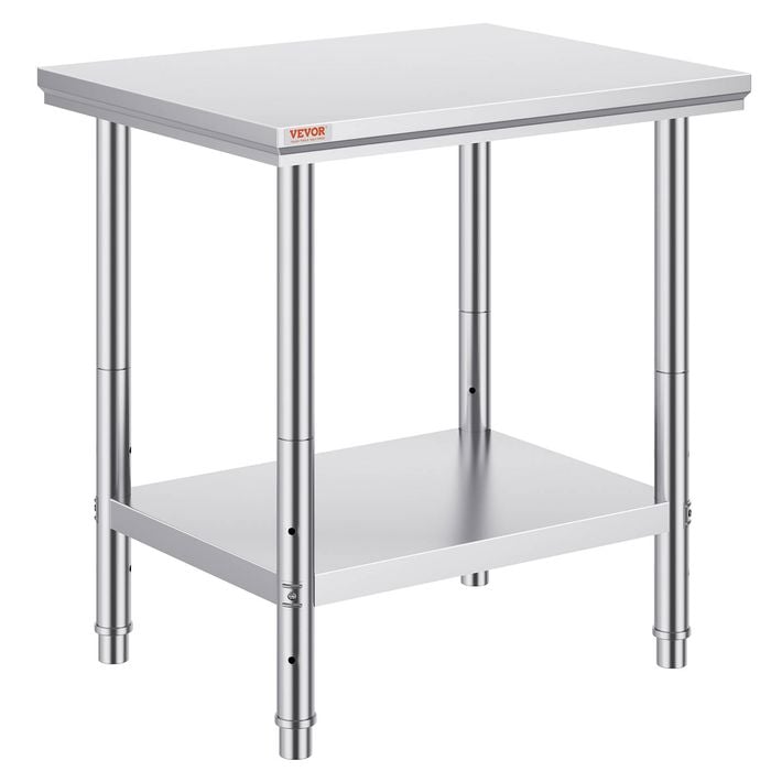 Vevor 60x76x80cm Commercial Worktable Silver Stainless Steel for Food Preparation
