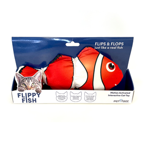 Pettec Flippy Fish Clown SE - Wiggling Plush Fish for Cats