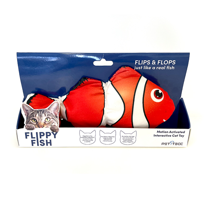 Pettec Flippy Fish Clown SE - Wiggling Plush Fish for Cats