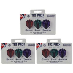 3x 3pc Harrows Prime Flights Collection 100 Micron Sports Dart Game/Accessories