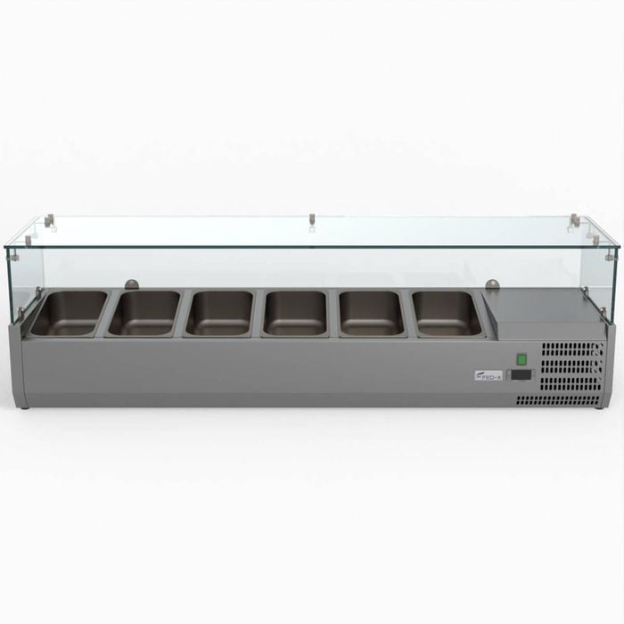 Fed-x Flat Glass Salad Bench  - Countertop Prep Fridges (xvrx1500/380)
