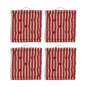 4pk Cdsi Essential Box Cushion Stripe Recycled Cotton Polyester Red 40x40x8cm