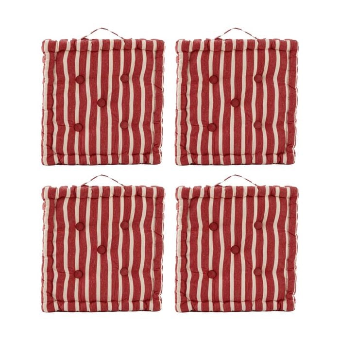 4pk Cdsi Essential Box Cushion Stripe Recycled Cotton Polyester Red 40x40x8cm