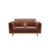 2 Seater Faux Leather Sofa Brown Modern Lounge Set for Living Room Couch with Wooden Frame