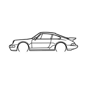Ignite Laser Porsche 911 (964) Carrera Silhouette Metal Wall Art Coated Black 23.6inch/60cm