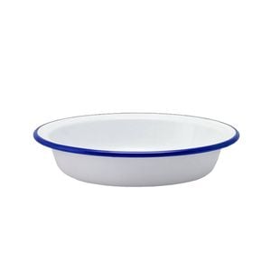 Falcon Deep Pie Dish Milk Plate 18cm White & Blue