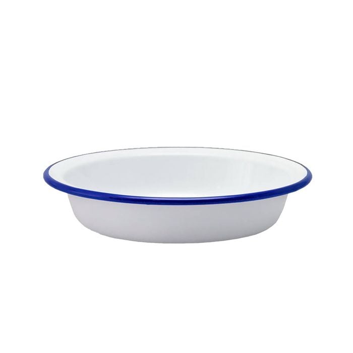 Falcon Deep Pie Dish Milk Plate 18cm White & Blue