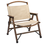 Bamboo Canvas Foldable Outdoor Camping Chair Wooden Travel Picnic Park  Khaki/Beige
