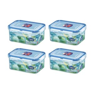 4x Lock & Classic Rectangular Short Container - 600ml