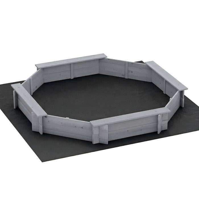 Keezi 182cm Round Wooden Sandpit with Bench Seats & Cover - Grey