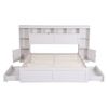 Artiss Queen Bed Frame with Storage Bookcase Headboard, USB & Type-C Ports White