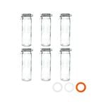 Argon Tableware Glass Spaghetti Jars with Airtight Clip Lid - 2 Litre Set - Pack of 6