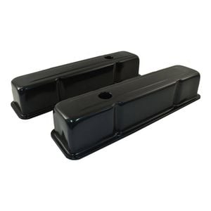Black Steel Tall Valve Rocker Covers Pair Small Block Chevy SBC 283 307 350 383