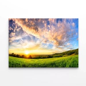 Sunset on a Green Meadow  Print 100% Australian Made 75 x 50cm  (Stretched)