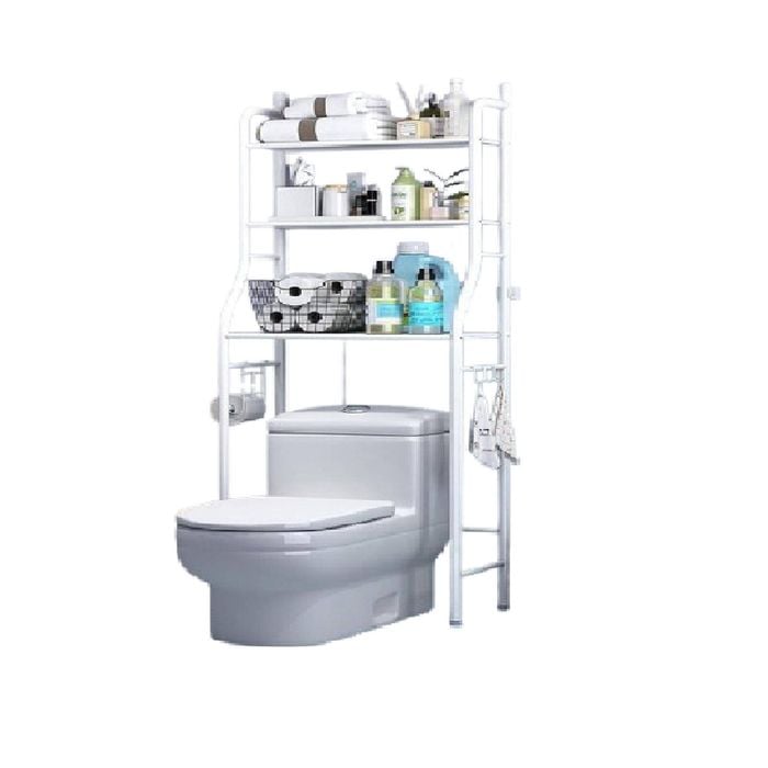 CARLA HOME 3-Tier Over The Toilet Storage Rack with Hooks & Paper Holder for Bathroom & Laundry Room