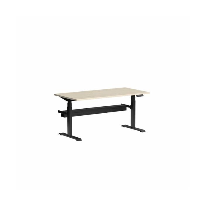 Olg Klass Black Frame Nordic Maple Top With Cable Management Scallop Height Adjustable Desk L1800mm X W750mm