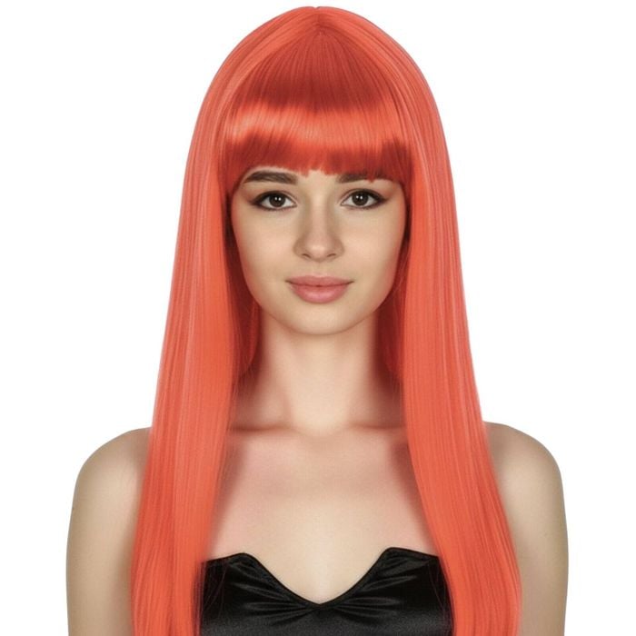 LONG WIG Straight Party Hair Costume Fringe Cosplay Fancy Dress 70cm Wos Red 22452