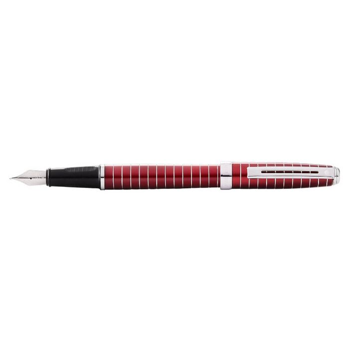 Sheaffer Prelude Fountain Pen Writers Ballpen W/ Engraved Lines Lacquer Red
