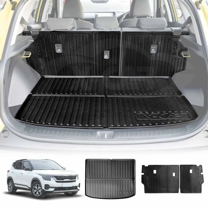 Boot Liner Back Seat Protector Combo for Kia Seltos 2022-Onwards Kick Mats Cover Cargo Trunk