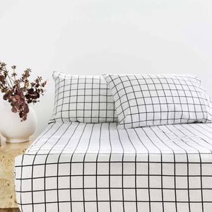 Bambury Grid Flannelette Fitted Sheet Set