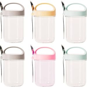 Fohoa 6 Pack 15oz Glass Overnight Oats Containers With Lids And Spoons